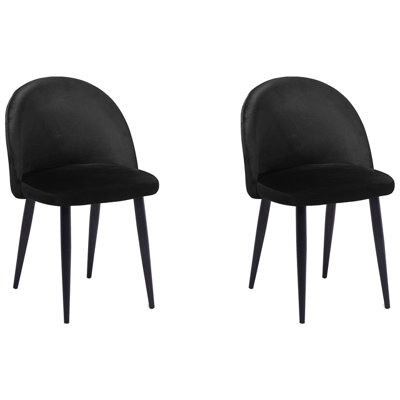 Beliani Set Of 2 Dining Chairs Visalia Velvet Black - image 1