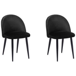 Beliani Set Of 2 Dining Chairs Visalia Velvet Black - thumbnail 1