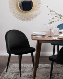Beliani Set Of 2 Dining Chairs Visalia Velvet Black - thumbnail 2