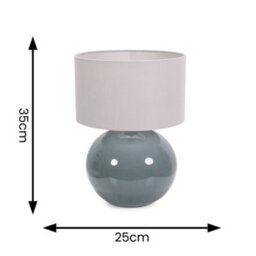 Valuelights Bosco Eucalyptus Ceramic Table Lamp With Grey Drum Shade - Led Bulb Included - thumbnail 4