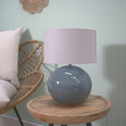 Valuelights Bosco Eucalyptus Ceramic Table Lamp With Grey Drum Shade - Led Bulb Included - thumbnail 3