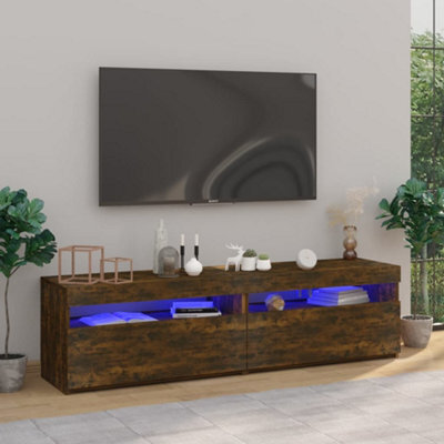 Berkfield Tv Cabinet With Led Lights 2 Pcs Smoked Oak 75X35X40 Cm - image 1