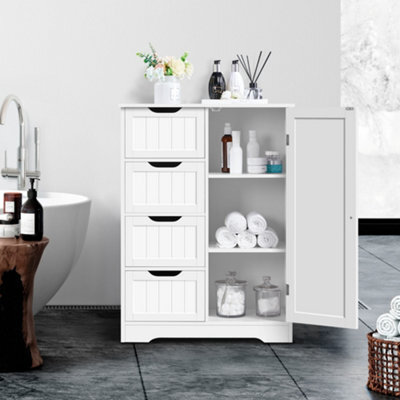 Yaheetech Free-Standing Bathroom Storage Cabinet With Drawers And Shelves - White - image 1