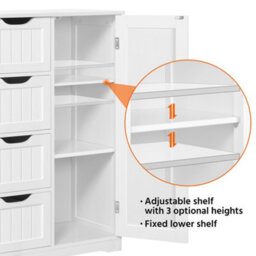 Yaheetech Free-Standing Bathroom Storage Cabinet With Drawers And Shelves - White - thumbnail 5