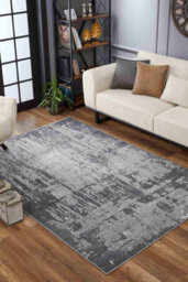 Serenity Modern Abstract Abrasion Contemporary Area Rugs Grey 80X150 Cm - thumbnail 4