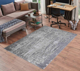 Serenity Modern Abstract Abrasion Contemporary Area Rugs Grey 80X150 Cm - thumbnail 1