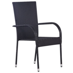 Berkfield 3 Piece Garden Dining Set Poly Rattan Black - thumbnail 3