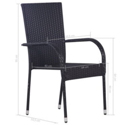 Berkfield 3 Piece Garden Dining Set Poly Rattan Black - thumbnail 9