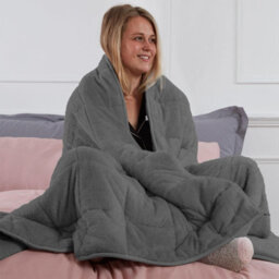 Ohs Teddy Fleece Weighted Blanket, Charcoal- 4Kg 125 X 150Cm