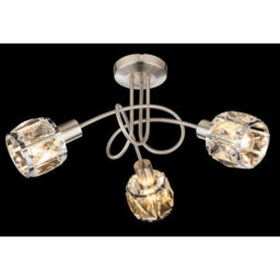 Luminosa Lighting Luminosa Kris Multi Arm Semi Flush Ceiling Lamp Nickel Matt 3X E14 - thumbnail 2