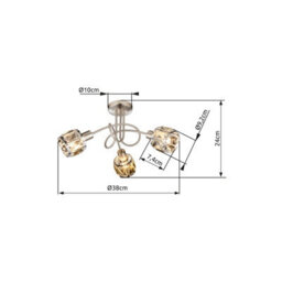 Luminosa Lighting Luminosa Kris Multi Arm Semi Flush Ceiling Lamp Nickel Matt 3X E14 - thumbnail 5