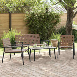 Berkfield Garden Dining Set 4 Pcs Brown Poly Rattan - thumbnail 1