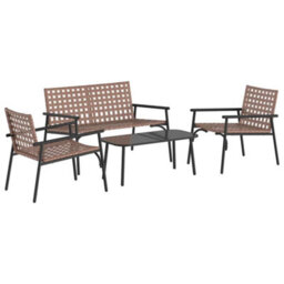 Berkfield Garden Dining Set 4 Pcs Brown Poly Rattan - thumbnail 2