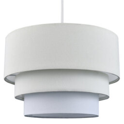 Happy Homewares Contemporary Round Triple Tier Cream And White Cotton Fabric Pendant Light Shade - thumbnail 2