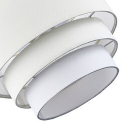 Happy Homewares Contemporary Round Triple Tier Cream And White Cotton Fabric Pendant Light Shade - thumbnail 5