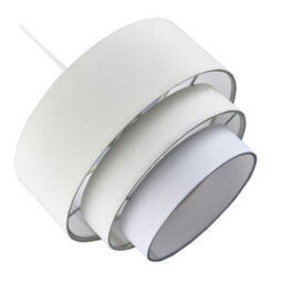 Happy Homewares Contemporary Round Triple Tier Cream And White Cotton Fabric Pendant Light Shade - thumbnail 4