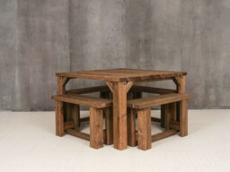 Arbor Garden Solutions Quadrum Picnic Table With 4 Benches (Rustic Brown Finish) - thumbnail 2