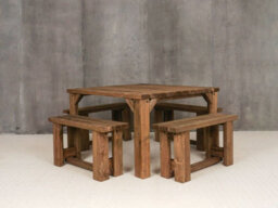 Arbor Garden Solutions Quadrum Picnic Table With 4 Benches (Rustic Brown Finish) - thumbnail 5