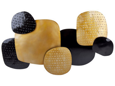 Beliani Geometric Black Gold Iron Wall Sculpture - Handcrafted Modern Glam Wall Art, 80Cm X 48Cm - image 1