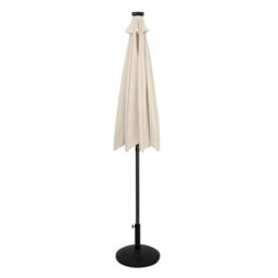 MonsterShop Led Tilt Parasol 2.7M Cream Umbrella With Base Garden Patio Sun Solar Lights - thumbnail 2