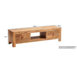 Buttercup Farm Toko Light Mango Wide Screen Tv Unit - Solid Mango Wood - L40 X W145 X H40 Cm - thumbnail 4