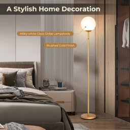 Costway Globe Floor Lamp Modern Freestanding Lamp Standing Light With Acrylic Lampshade - thumbnail 5