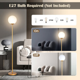 Costway Globe Floor Lamp Modern Freestanding Lamp Standing Light With Acrylic Lampshade - thumbnail 3