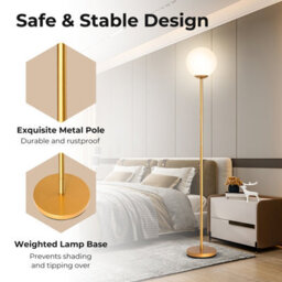 Costway Globe Floor Lamp Modern Freestanding Lamp Standing Light With Acrylic Lampshade - thumbnail 4