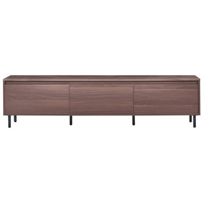 Wyld And Coco Dark Brown Mdf Tv Stand With 3-Door Storage And Powder-Coated Metal Legs, 180Cm - image 1