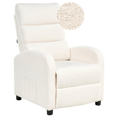 Beliani Recliner Chair Otus Boucle Off-White - image 1