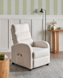Beliani Recliner Chair Otus Boucle Off-White - thumbnail 2