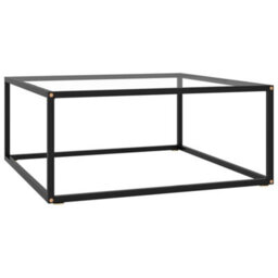 Berkfield Modern Coffee Table Black With Tempered Glass 80X80X35 Cm - thumbnail 2