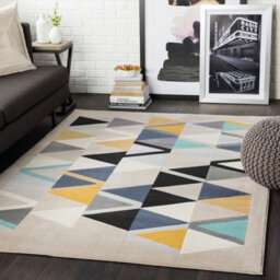 Livabliss City-Geometric Yellow Blue Grey Black Living Dining Bedroom Rug 160 X 220 Cm Easy Care, Non Shedding - thumbnail 2
