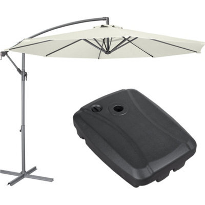 Loops Easy Open 3M Banana Parasol Cream & 60L Wheeled Base Garden Dining Umbrella Set - image 1