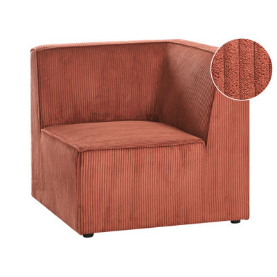 Beliani Corner Seat Lemvig Corduroy Golden Brown Right Hand - image 1