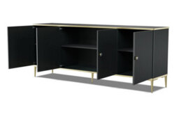 Arte Petra Sideboard Cabinet In Black - Elegant Design With Gold Metal Legs & Ample Storage - W1800mm X H550mm X D350mm - thumbnail 2
