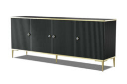 Arte Petra Sideboard Cabinet In Black - Elegant Design With Gold Metal Legs & Ample Storage - W1800mm X H550mm X D350mm