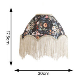 Valuelights Peony Scalloped Floral Fabric Classic Lamp Shade With Cream Tassels And Bulb (D)30Cm - thumbnail 4