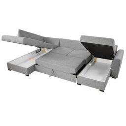 Wilma U Shaped Sofa Bed With Hr Foam Storage And Wooden Legs 305X188Cm For Living Room Grey Right - thumbnail 5