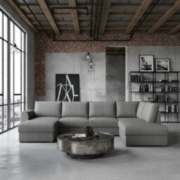 Wilma U Shaped Sofa Bed With Hr Foam Storage And Wooden Legs 305X188Cm For Living Room Grey Right - thumbnail 1