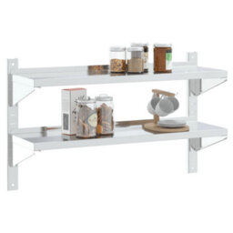 Berkfield 2-Tier Wall Shelf 100X30X60 Cm Silver Stainless Steel - thumbnail 4