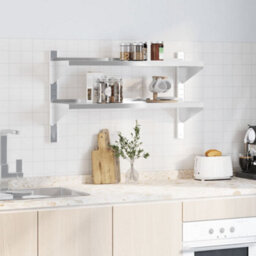 Berkfield 2-Tier Wall Shelf 100X30X60 Cm Silver Stainless Steel - thumbnail 3
