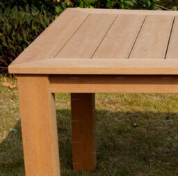 Maintenance Free Synthetic Wood 5 Piece Outdoor Dining Set With 4 Armchairs And Square Table, Teak Finish - thumbnail 6