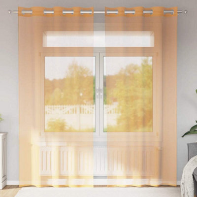 Berkfield Voile Curtains With Grommets 2 Pcs Orange 140X225 Cm - image 1