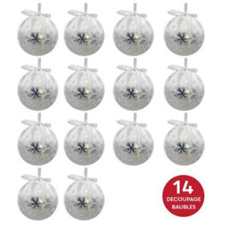 The Christmas Workshop 70899 Set Of 14 Silver & White Snowflake Christmas Baubles  - thumbnail 3