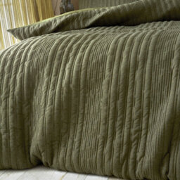 Pineapple Elephant Tamba Jersey Stripe Quilted King Duvet Cover Set With Pillowcases Olive Green - thumbnail 3
