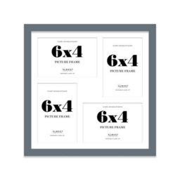 12X12 Inch 4 Opening Photo Collage Frame, Display Four 6X4 Inch Photos, Multi Aperture Family Picture Frame, Grey - thumbnail 2