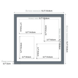 12X12 Inch 4 Opening Photo Collage Frame, Display Four 6X4 Inch Photos, Multi Aperture Family Picture Frame, Grey - thumbnail 3
