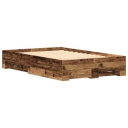 Berkfield Durable Bed Frame With Drawers Old Wood 120X190 Cm Engineered Wood - thumbnail 1