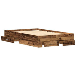 Berkfield Durable Bed Frame With Drawers Old Wood 120X190 Cm Engineered Wood - thumbnail 5